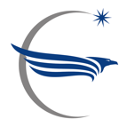 central party icon of american eagle and neowise comet